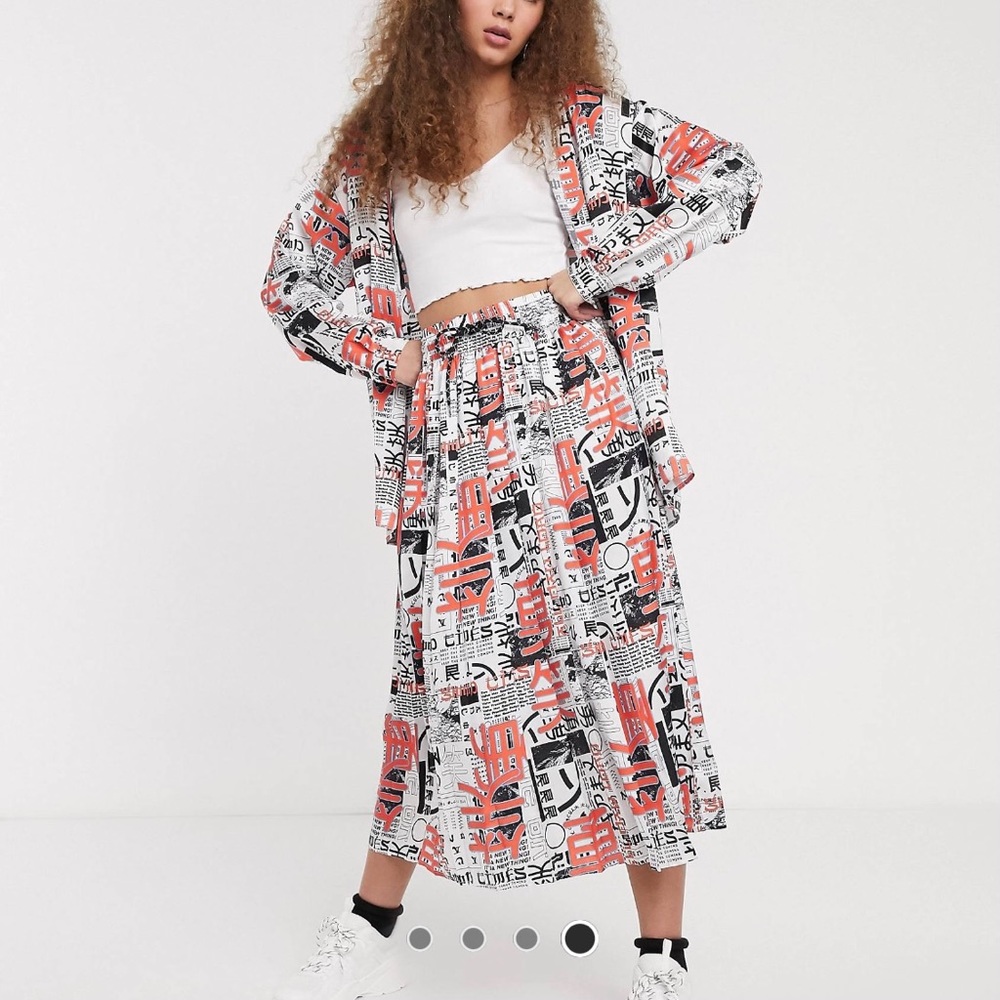 Asos x Collusion Pleated Printed Skirt